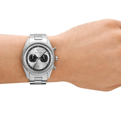 Emporio Armani AR11636 Orologio Uomo Cronografo 42 mm Acciaio Quadrante Argento