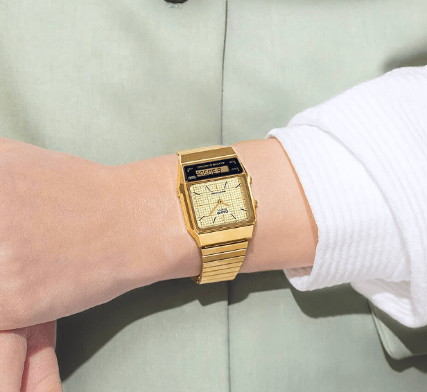 Montre Casio AQ-800EG-9A Vintage Analogique-Numérique Double Fuseau Horaire