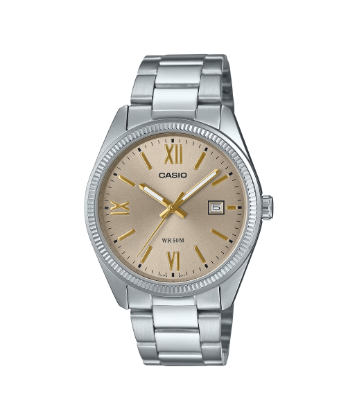 Orologio Casio Elegante MTP-1302PD-9AVEF: Quadrante Arancione, Cassa Acciaio 38 Mm, Cinturino Inox, Resistente All'Acqua